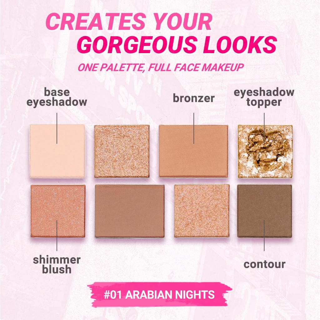 Palet Eyeshadow Dazzle Me untuk Traveling - 8 Warna Makeup Mata Matte Alami BPOM