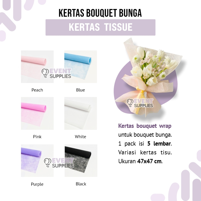 Jual Lembar Kertas Tissue Wrapping Paper Kertas Tissue Pembungkus Buket Bunga Shopee