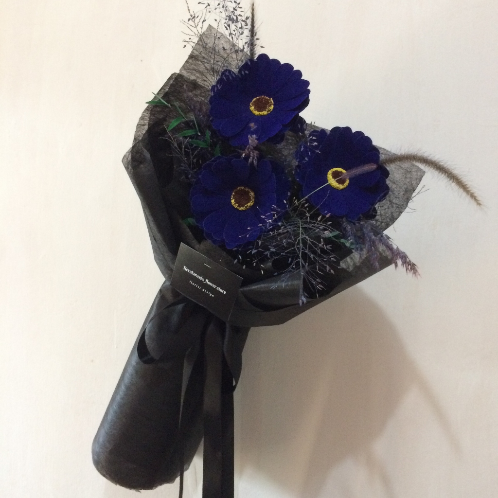 Jual Revalarosé flower Hand Bucket Gerbera Daisy Biru Variasi Ukuran ...