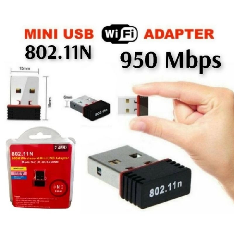 Jual USB WiFi Adapter Wireless Mini Network Dongle 950Mbps | Shopee ...