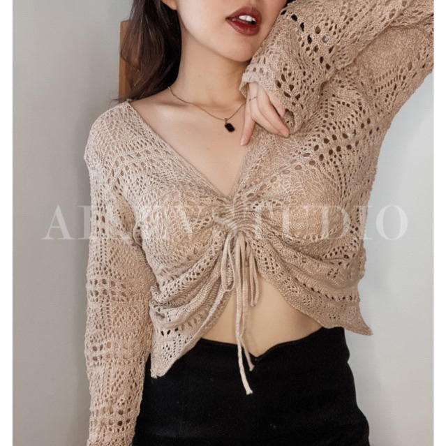 Jual AilevStudio | Crop top crochet Rajut knitted Mona 23-037 | Shopee ...