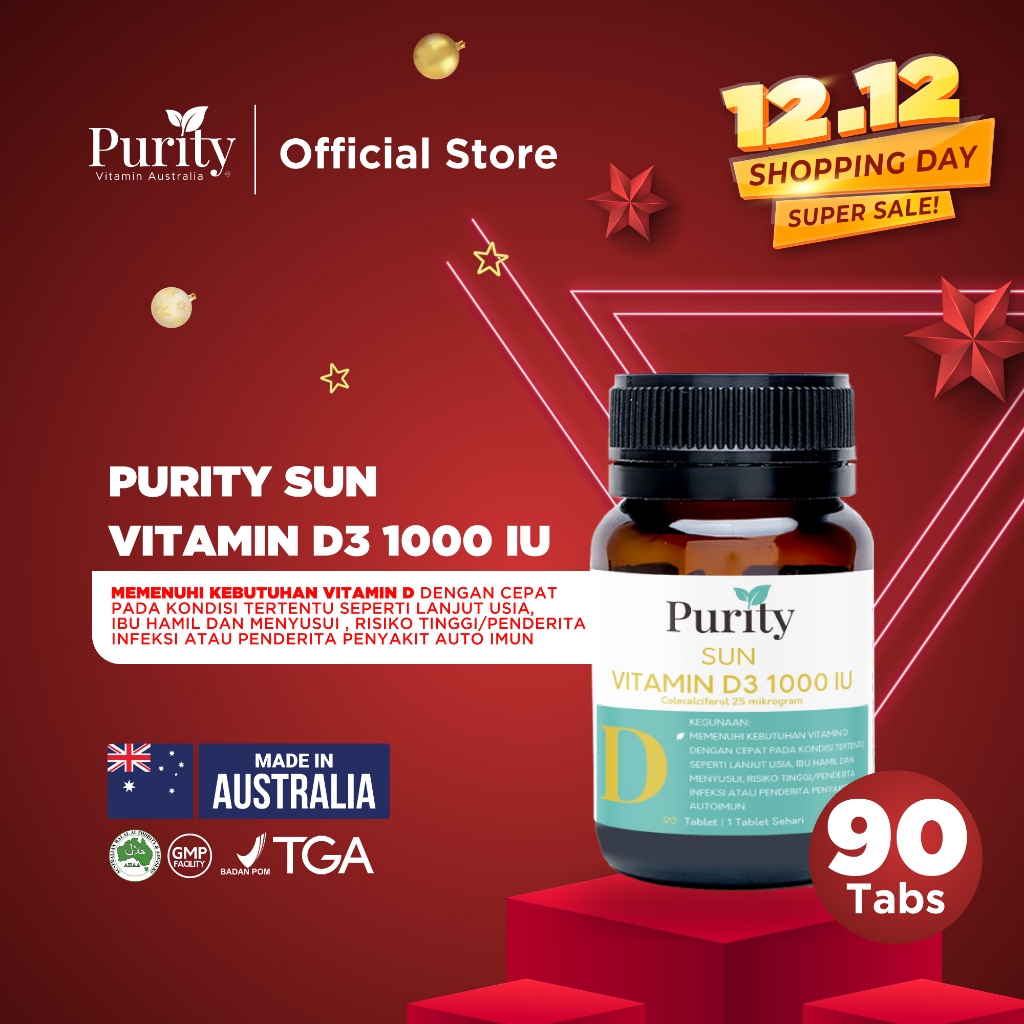 Jual (Official) Purity Sun Vitamin D3 1000 IU 90 Tablet Vitamin