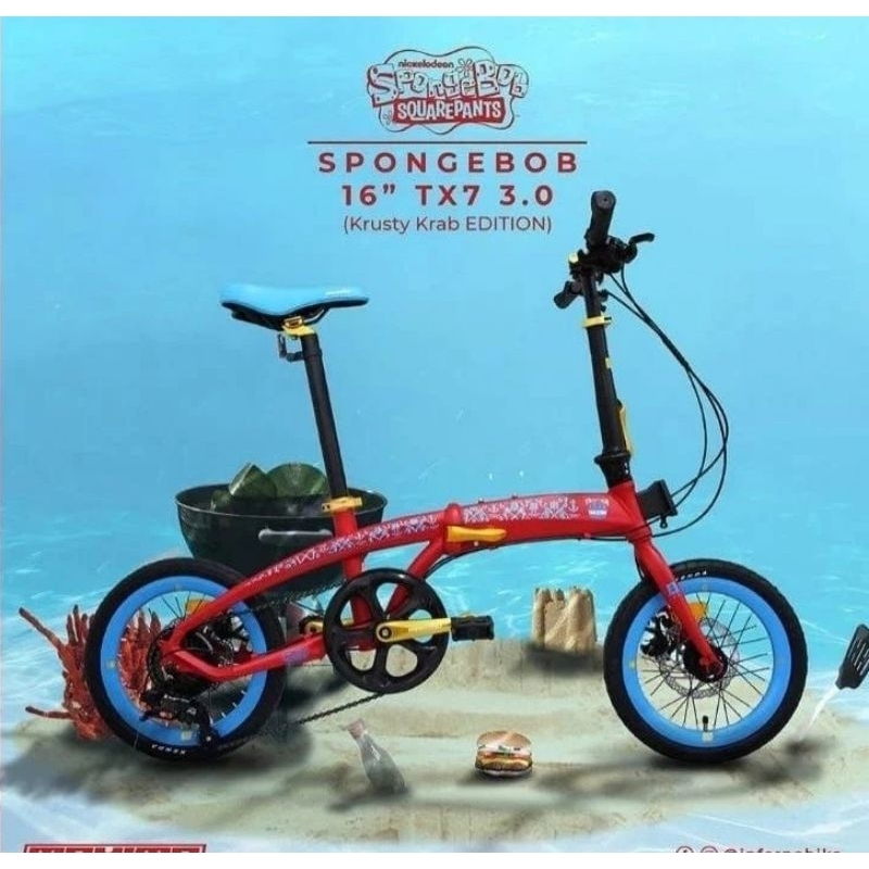 Jual sepeda lipat maximo 16 inch spongebob alloy | Shopee Indonesia
