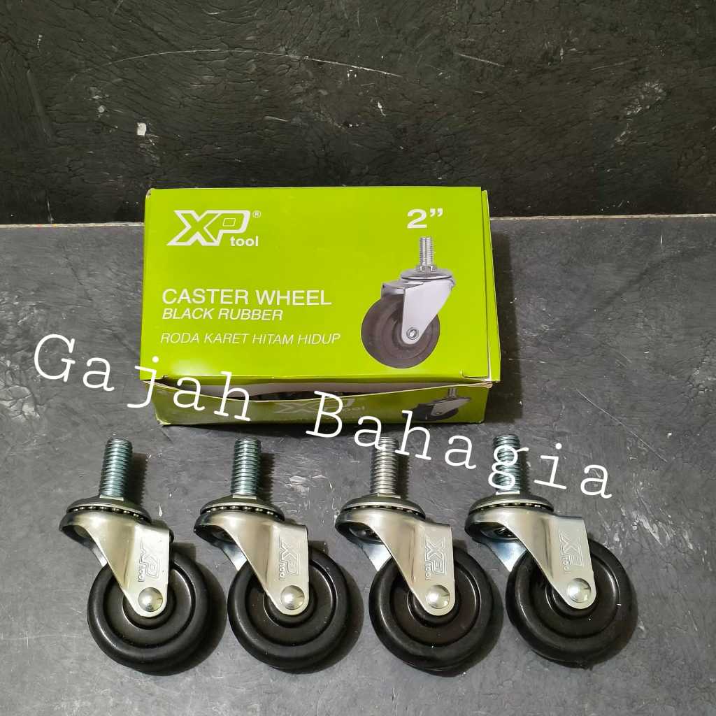Jual Roda Caster lemari Screw karet hitam 2 inch Hidup Baut Drat Set 4 ...