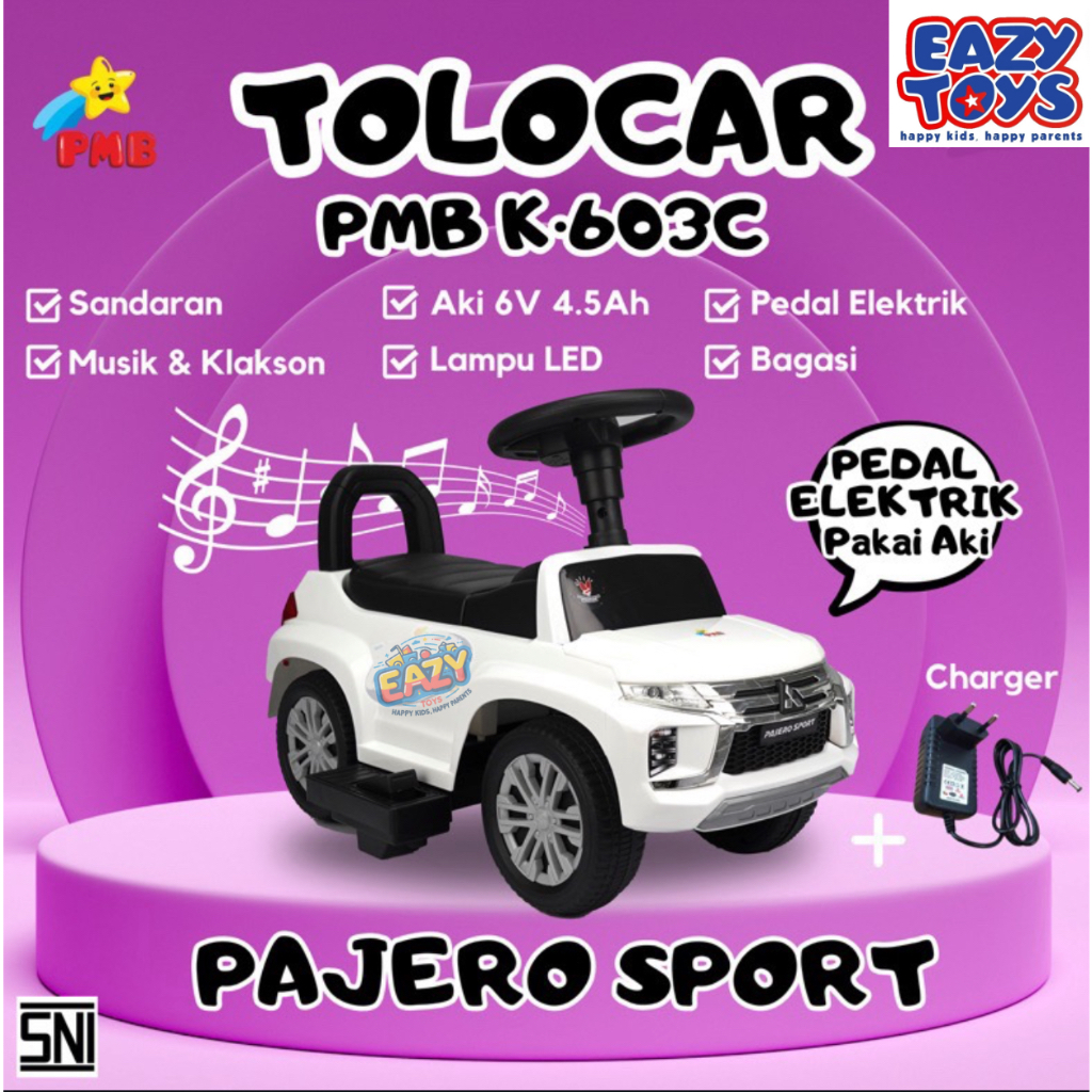 Jual Mobil Aki Anak Mitsubishi Pajero Sport 2 in 1 Fungsi Jalan