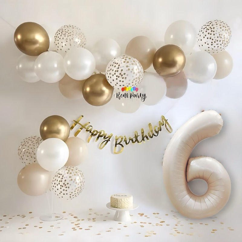Jual PAKET DEKORASI BALON ULANG TAHUN RETRO GOLD | Shopee Indonesia