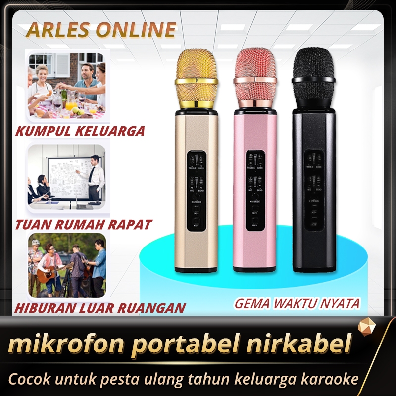 Jual K6 mic karaoke bluetooth/mic portable nirkabel/2000mAh Baterai bluetooth Mikrofon untuk