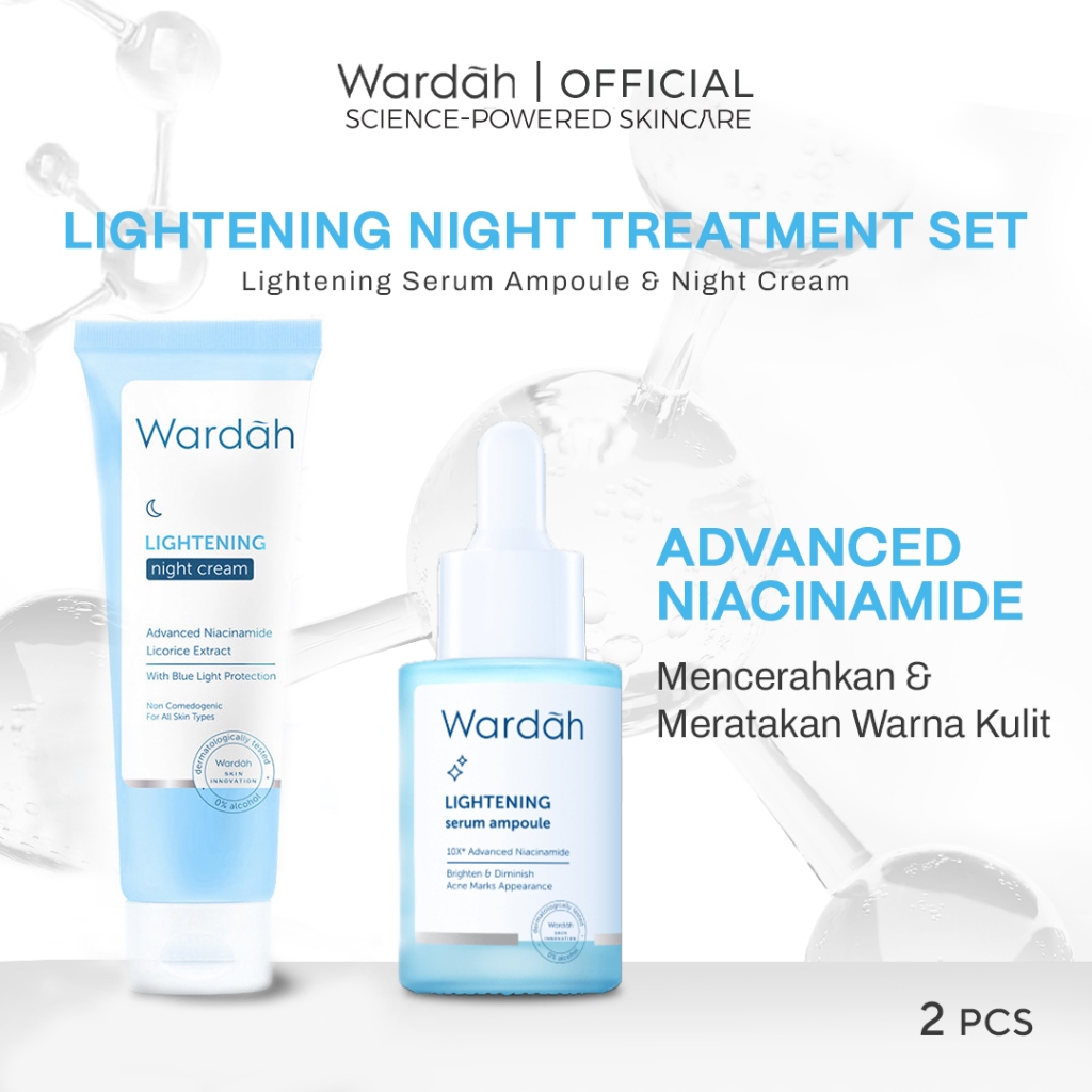 Jual Wardah Lightening Paket (Serum Ampoule 30 ml + Night Cream