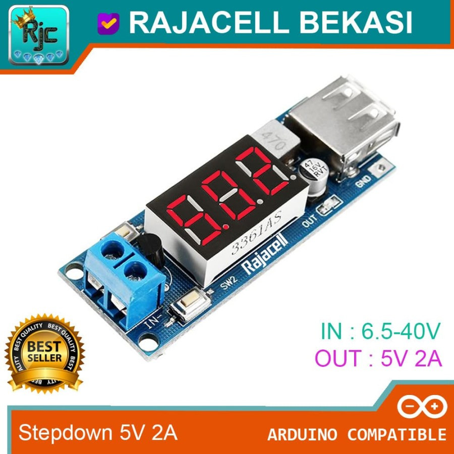 Jual USB 5V 2A Step down Charger Module + display voltmeter motor mobil ...