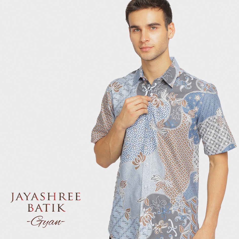 Jual TIPE CAF417 Jayashree Batik Slimfit Gyan Blue Kemeja Batik Pria ...