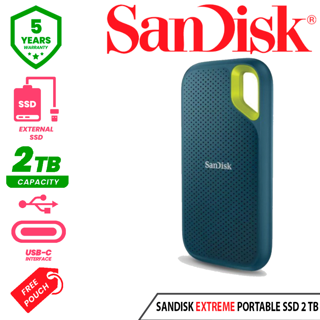 Jual SSD EXTERNAL 2TB SANDISK EXTREME SSD 2TB SSD PORTABLE USB