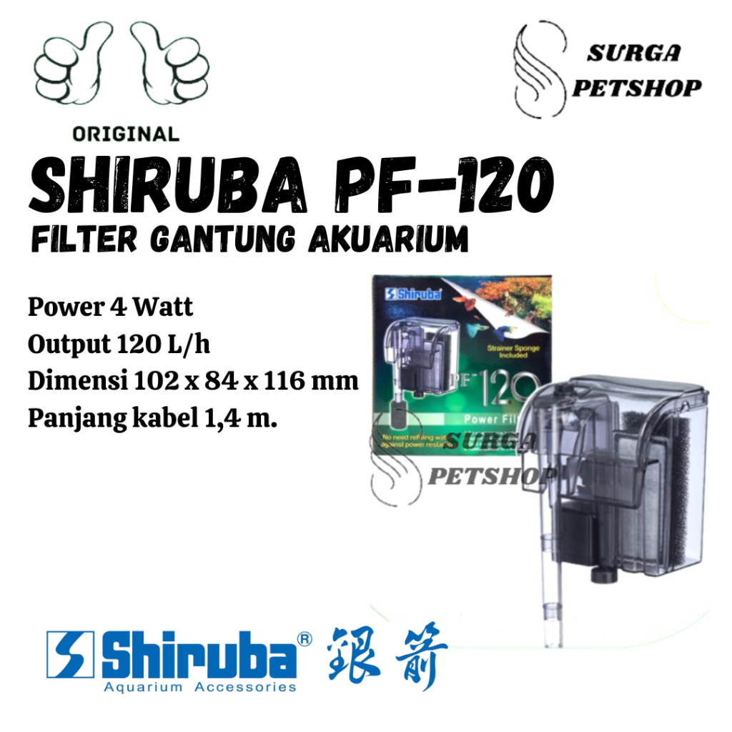 Jual Shiruba PF 120 Hang On Filter Gantung Akuarium Kolam Ikan PF120