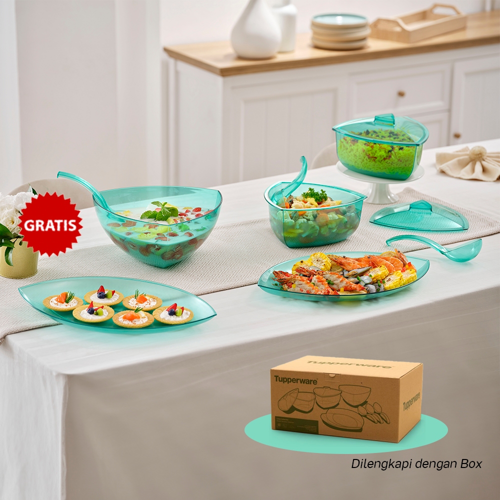 Jual Tupperware Lotus Serving Collection Green Wadah Saji Shopee
