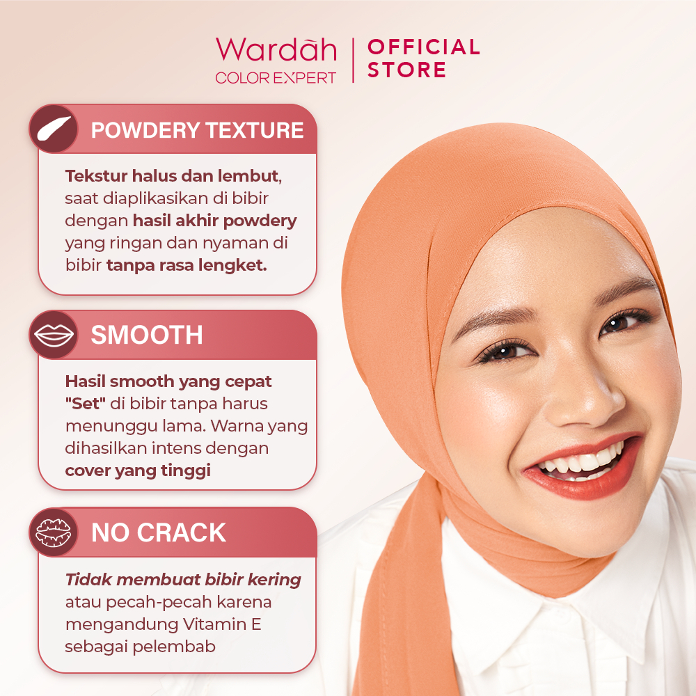 Wardah Colorfit Velvet Matte Lip Mousse - Lip Cream Tahan Lama - Tahan Air - Hasil Matte dan Tidak Lengket - Tekstur Creamy dan Nyaman Digunakan