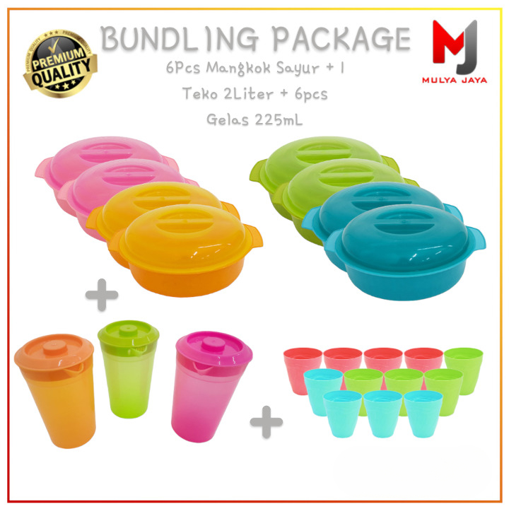 Jual Mulya Jaya Set Wadah Prasmanan Tempat Sayur Bulat Plastik / Eskan