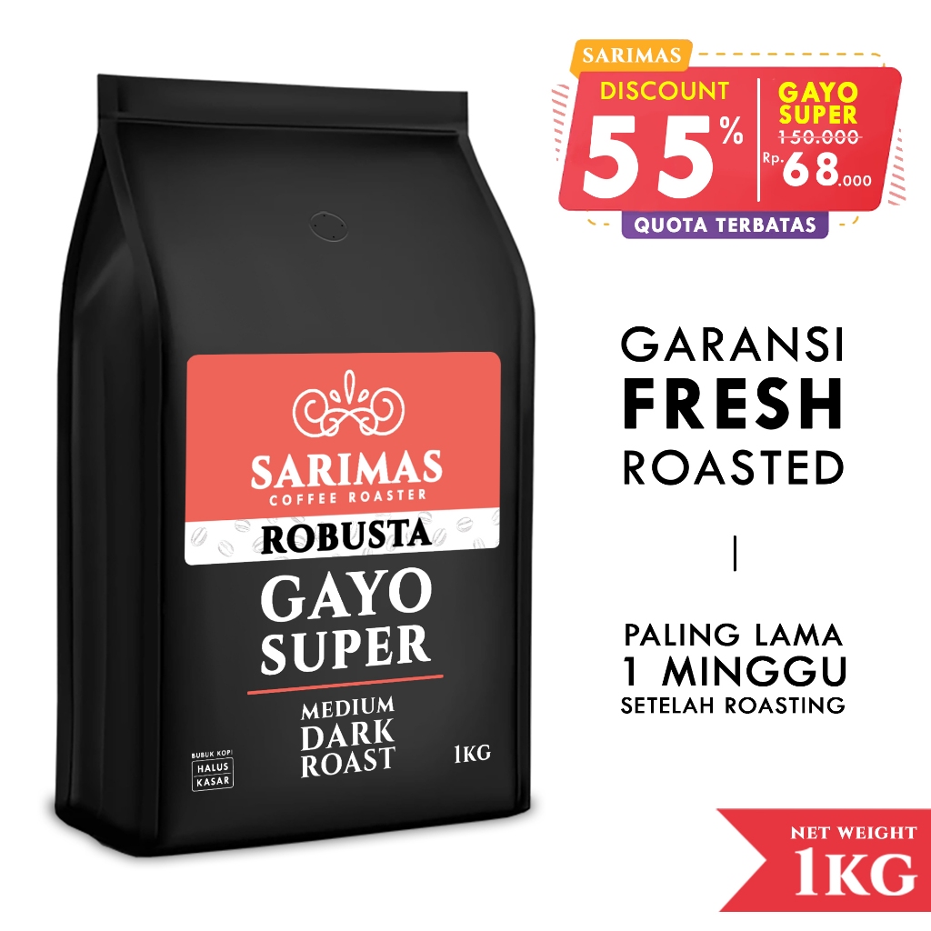 Jual Sarimas Kopi Robusta Aceh Gayo Super Kg Fresh Roasted Shopee Indonesia