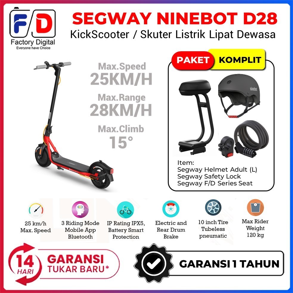 Jual Segway Ninebot Kickscooter D Skuter Listrik Lipat Inch D E Shopee Indonesia