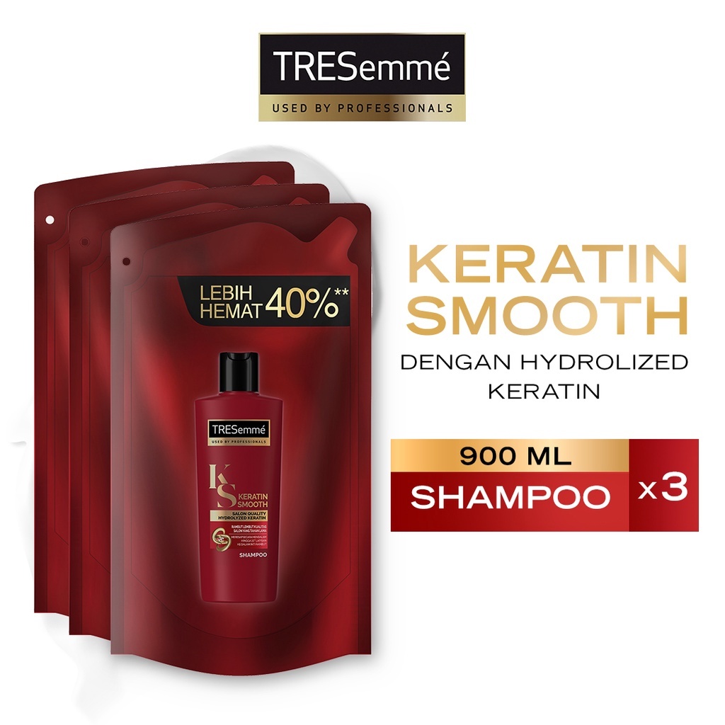 Jual TRESemmé Keratin Smooth Shampoo Refill Pouch 900ml x3 Shopee