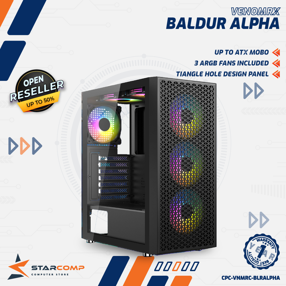 Jual Venomrx Baldur Alpha Casing Pc Atx Tempered Glass Argb Fan