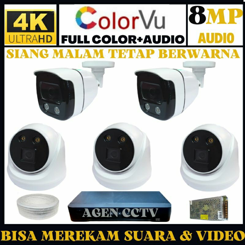 Jual PAKET CCTV COLORVU 8 CHANNEL 5 KAMERA 8MP 4K 2560P ULTRA HD AUDIO ...