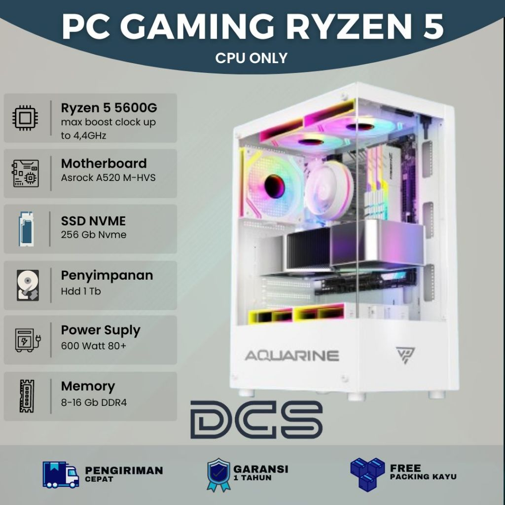 Jual Pc Rakitan Gaming Amd Ryzen G Gb Nvme Gb Hdd Tb Shopee Indonesia