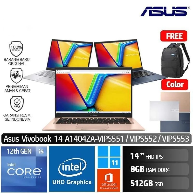 Jual Asus A1404ZA VIPS551 Core i5 1235U 8GB SSD 512GB Win11 OHS FHD IPS ...