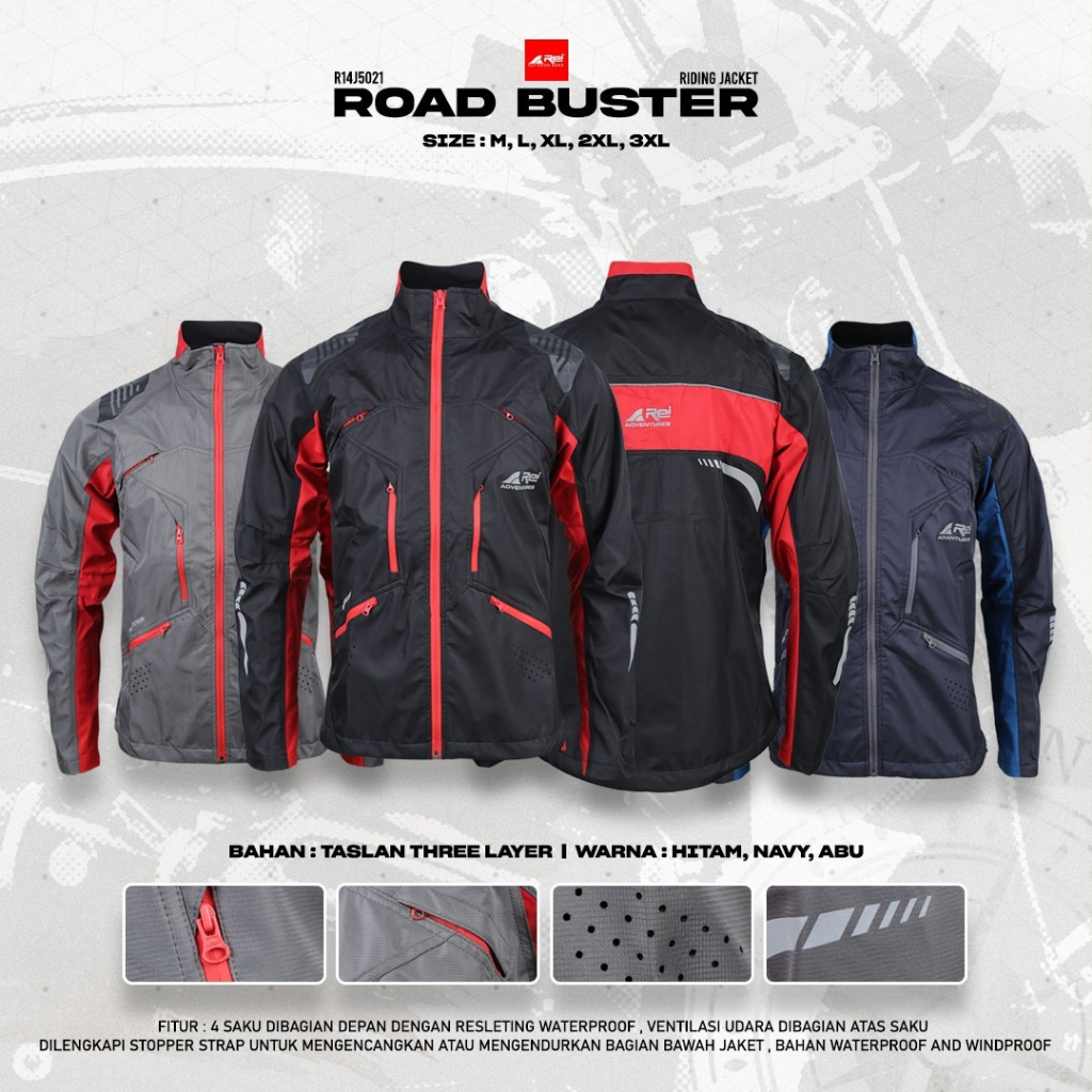 Jual Jaket Riding Pria Road Buster Arei Outdoorgear - JAKET RIDING ...