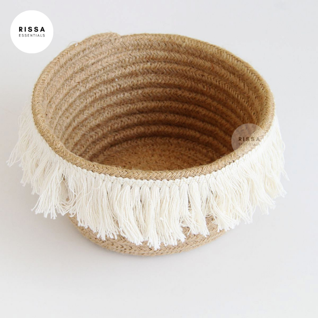 Jual [RISSA] Keranjang Tali Bulat Rumbai Minimalis Home Decor Modern ...