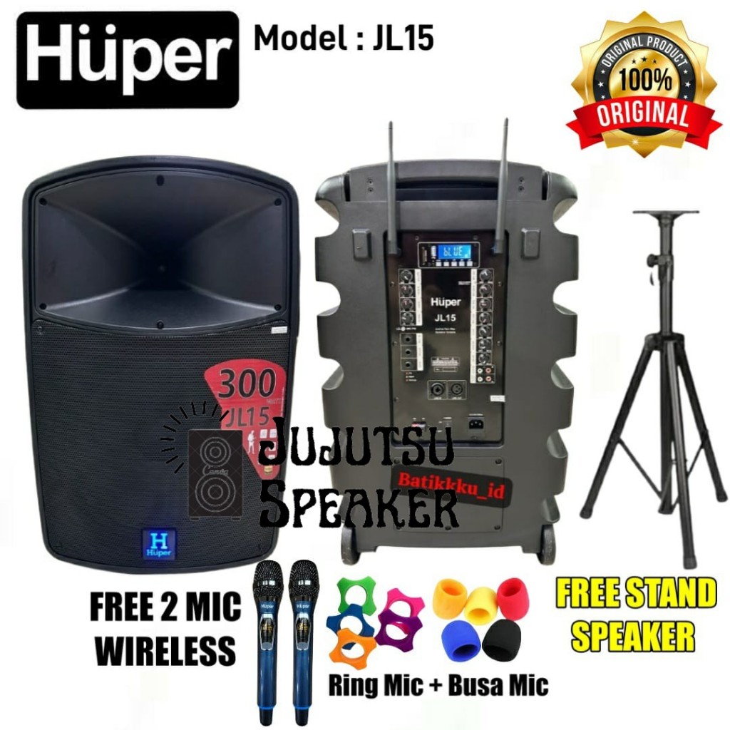 Jual Speaker Aktif Portable Huper Jl Jl Original Inch Free Stand Mic Shopee Indonesia