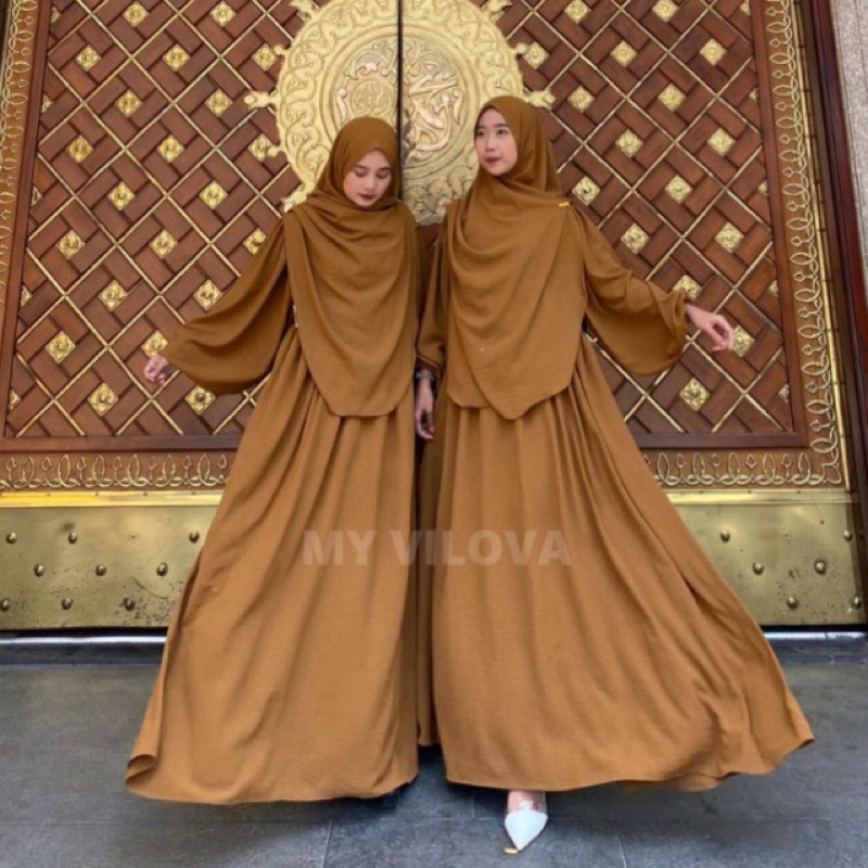 Jual LUNA SET SYAR'I PASHMINA OVAL GAMIS WANITA SET CRINCLE AIRFLOW ...