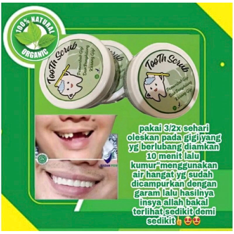 Jual HERBAL PENUMBUH GIGI TOOTH SCRUB ORIGINAL BPOM UNTUK GIGI OMPONG