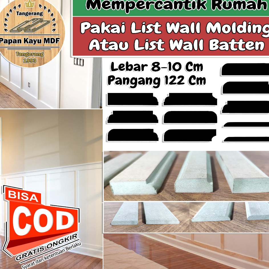 Jual Pasti Murah ⏺ Lis Kayu Wall Moulding Dinding Lebar 8 - 10 Cm HMR ...