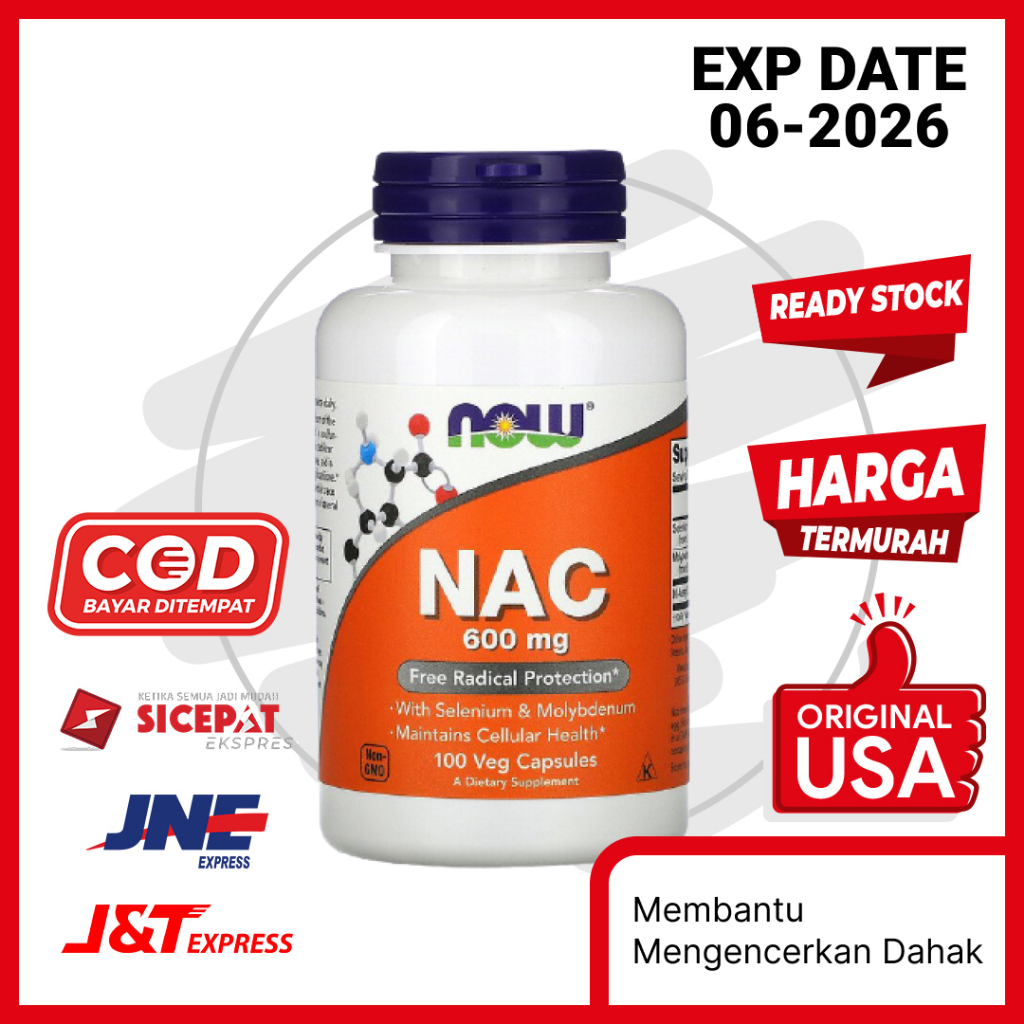 Jual Vitamin NAC 600 Mg Now 100 Veg Kapsul | Shopee Indonesia