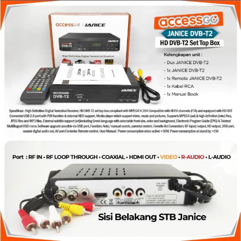 Jual Set Top Box AccessGo Janice Chipset Sunplus DVB-T2 STB TV Digital ...