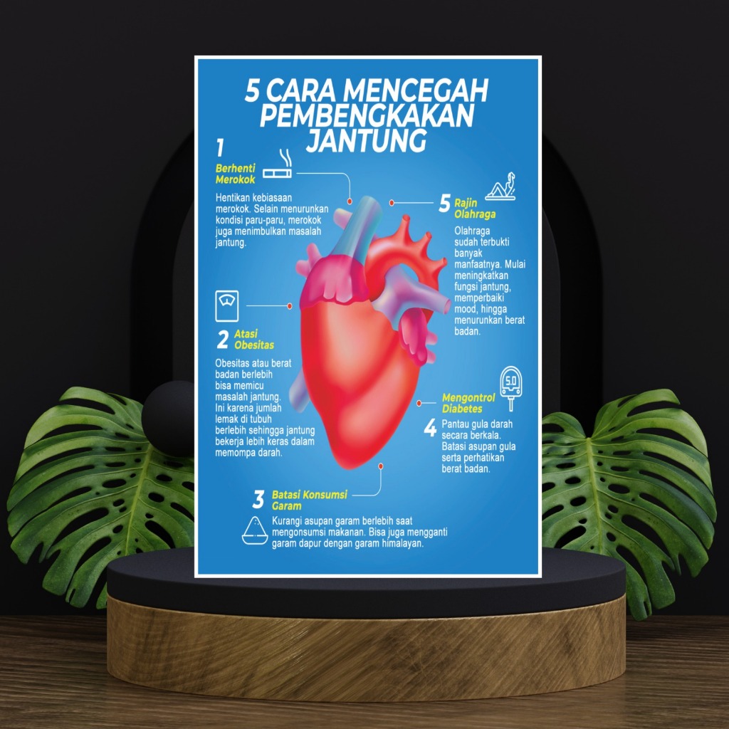 Jual Poster Kesehatan 5 cara Mencegah Pembengkakan Jantung | Shopee ...