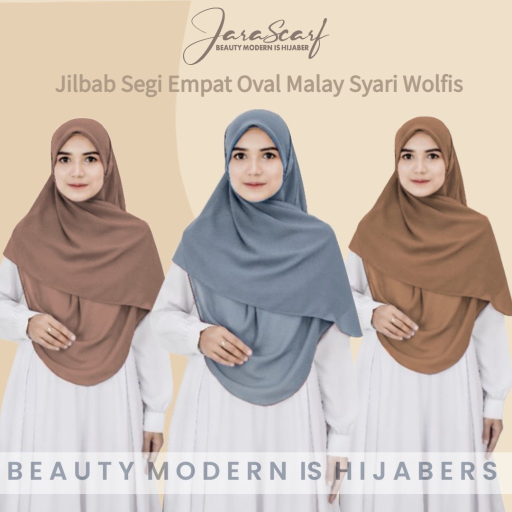 Jual Jilbab Segi Empat Oval Malay Syari Wolfis Jara Scarf Shopee Indonesia