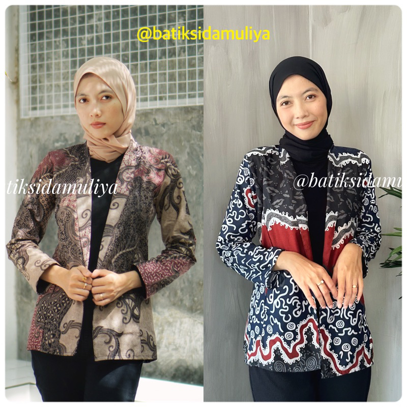 Jual Blazer Batik Wanita Atasan Batik Blouse Jaz Outer Kantor Premium