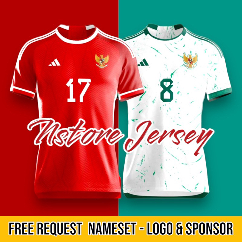 Jual JERSEY KAOS TIMNAS INDONESIA HOME AWAY DESAIN CONCEPT FREE