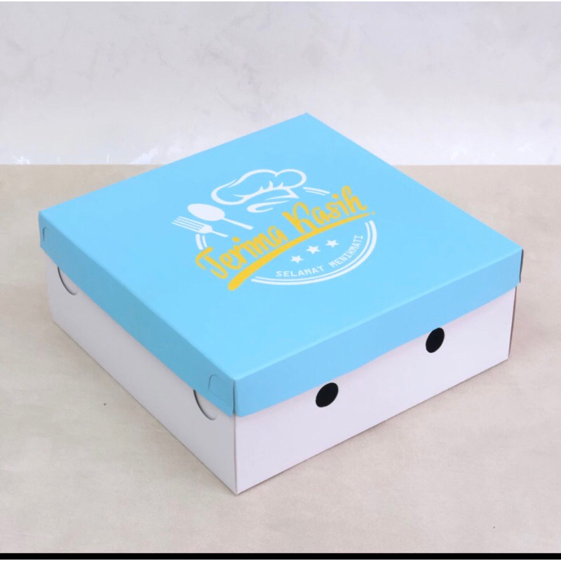 Jual Kotak Nasi Polos Putih Box Nasi Duplex Warna Biru Terima Kasih Shopee Indonesia