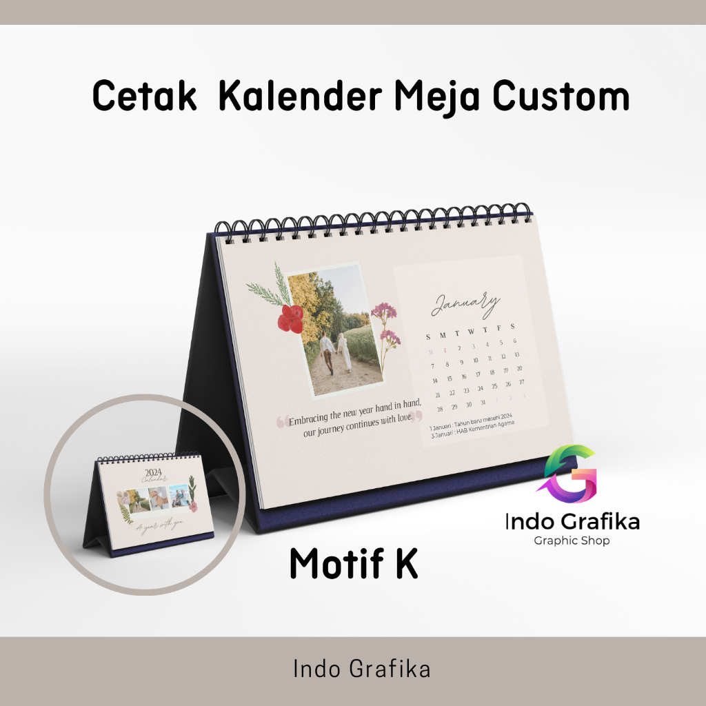 Jual kalender custom foto 2024 aesthetic / kalender duduk, kalender ...