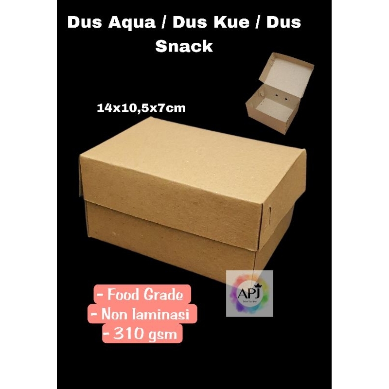 Jual Dus Kraft Aqua 14x10x7,5cm / Dus Kraft Snack / Dus Kue / Dus Kue ...
