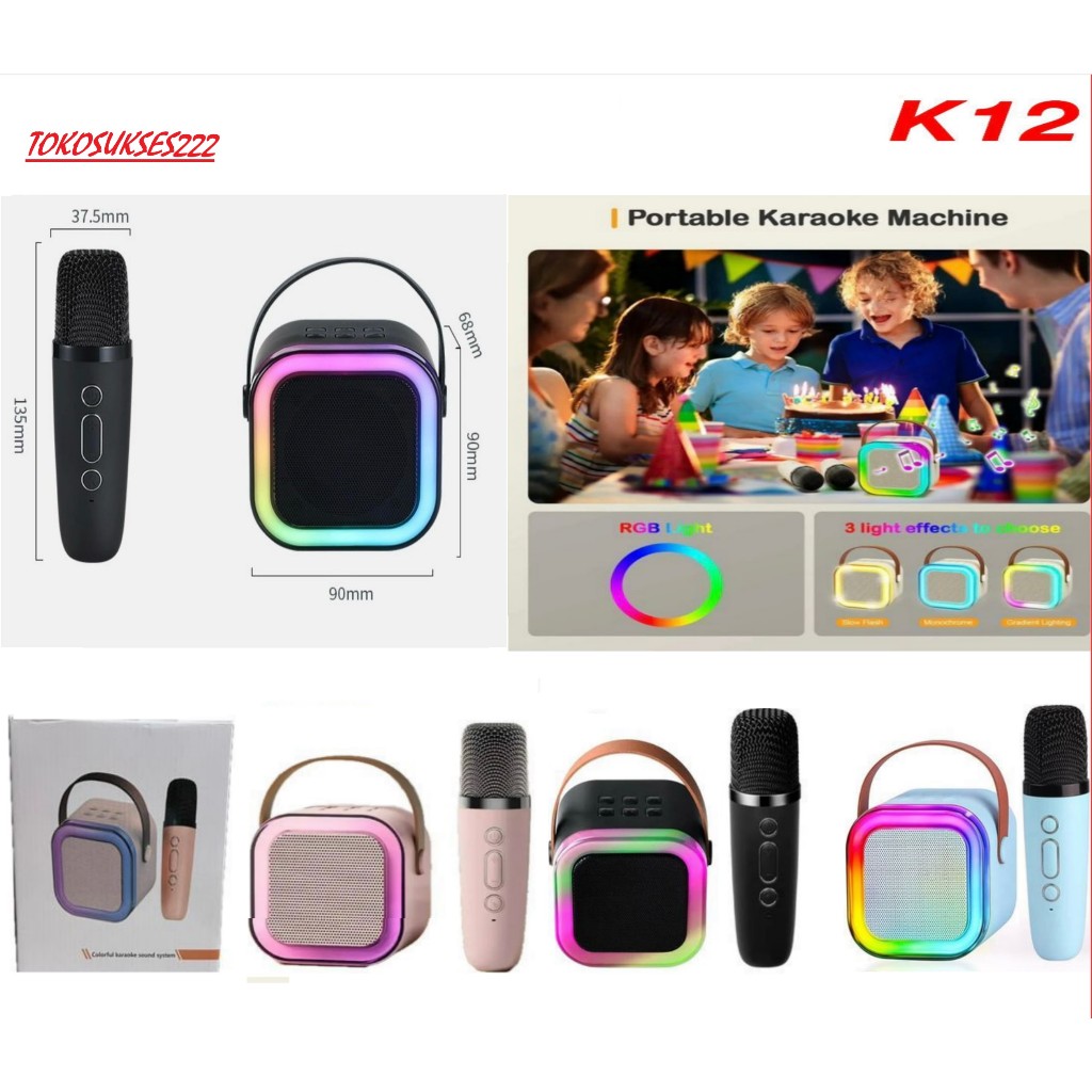 Jual Speaker Bluetooth Karaoke K12 + Microphone Wireless Portable ...