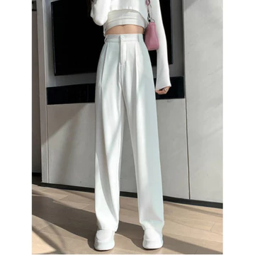 PETITE Loose Pants High Waist Celana Kerja Wanita Kulot Abu