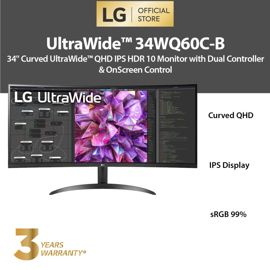 Jual Monitor LG LED 34" UltraWide 34WQ60C-B Curved QHD IPS Display ...