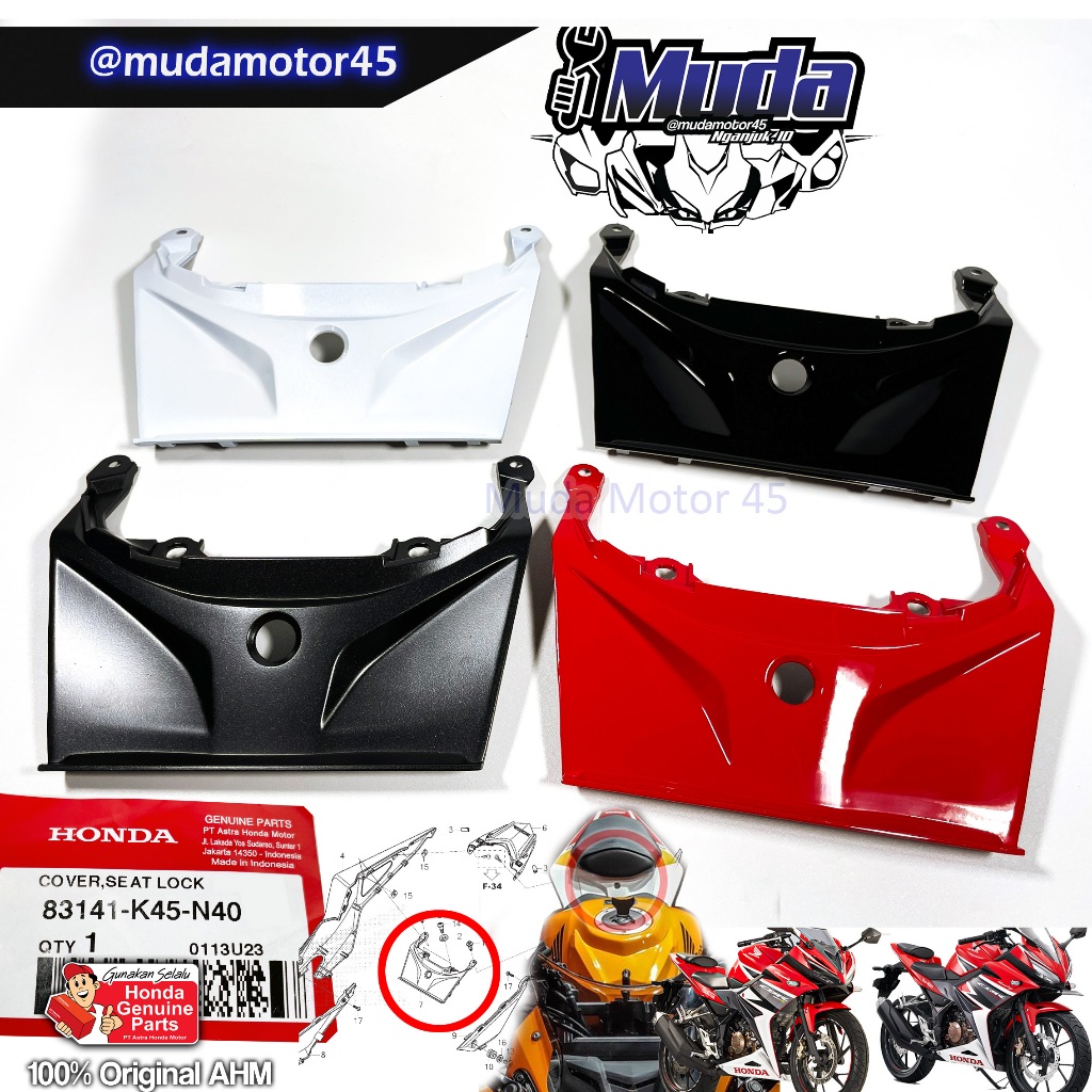 Jual COVER SEAT LOCK CBR FACELIFT PUTIH HITAM MERAH 83141K45N40ZA KAP