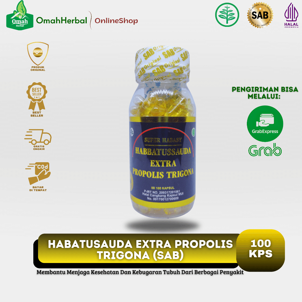 Jual Habbatussauda Extra Propolis Trigona | Trigona 100 Kapsul | SAB ...
