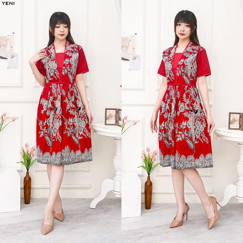 Jual Evercloth Yeni Dress Batik Wanita Terusan Batik Couple Modern 