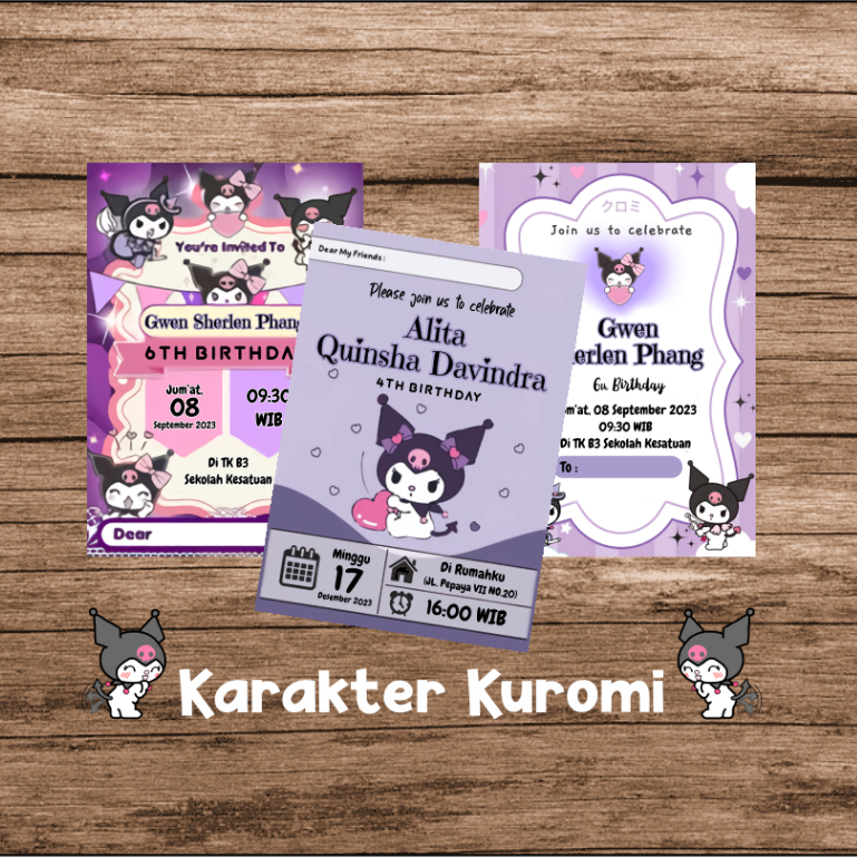 Jual Undangan Ulang Tahun Anak Kuromi (Free Plastik) | Shopee Indonesia