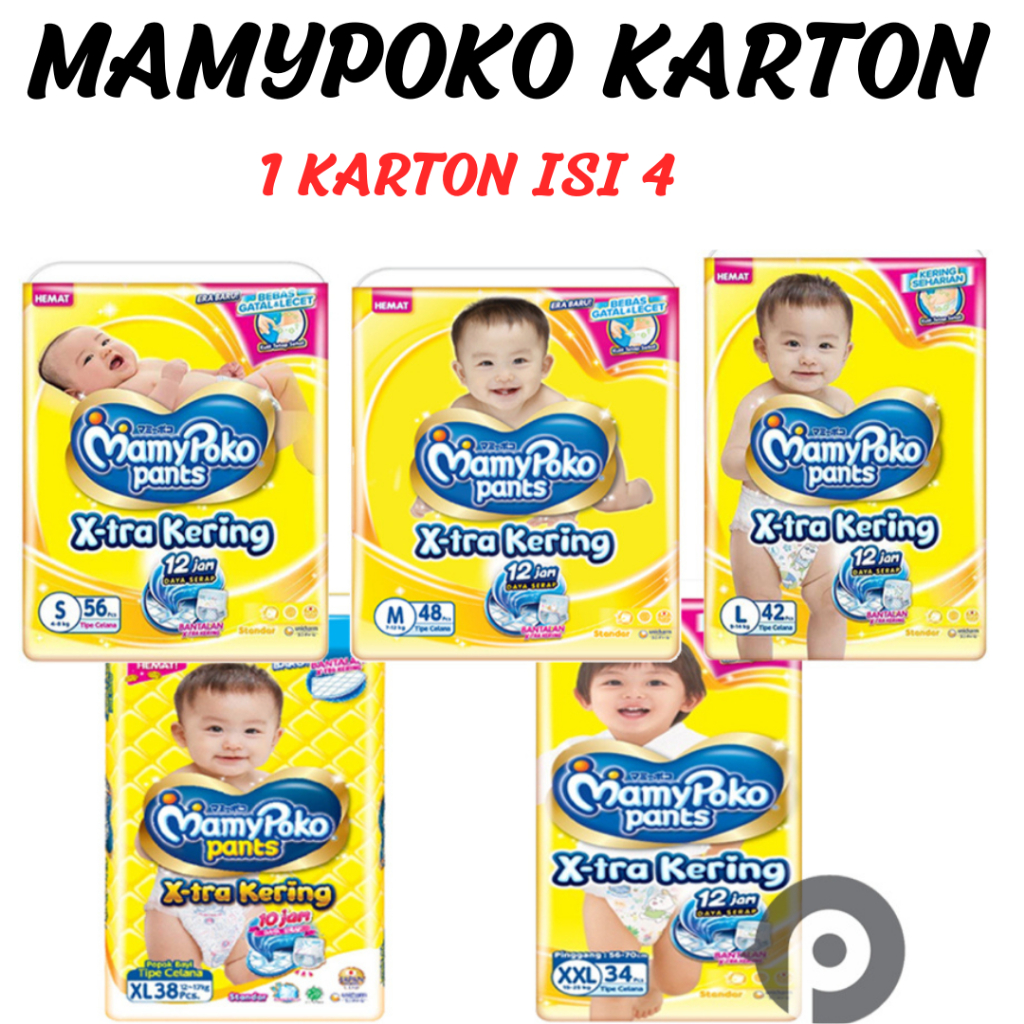 Jual Mamypoko Pants Xtra Kering S56 M48 L42 Xl38 Xxl34 Karton