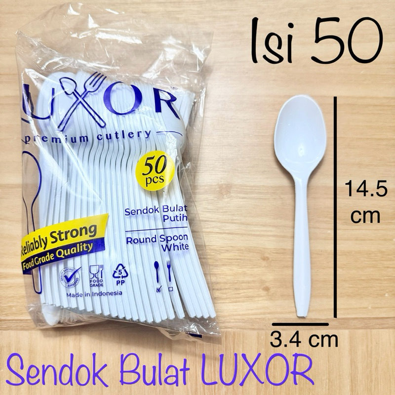 Jual [Isi50] Sendok Dawet Bulat Plastik LUXOR Putih / Sendok Dawet ...